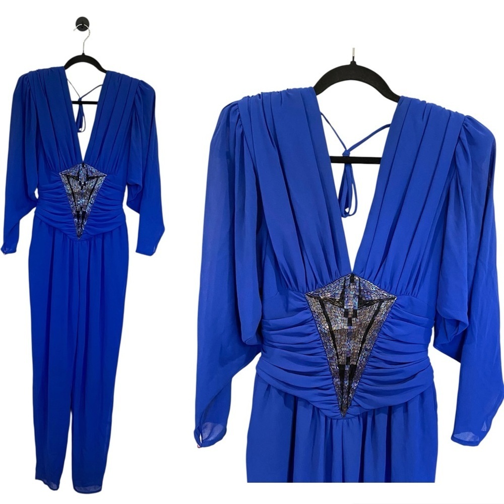 Vintage 80’s Beaded Jumpsuit In Royal Blue By Casadei